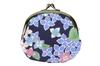 Uni Made In Futago Japanese Clasp Wallet Navy (0224) Seni, Japan, Chirimen, Pattern, 3.3-inch Drop-Shaped [Hydrangea, Blue]