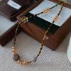 Natural Tiger'S Eye Stone Necklace Flower Beaded Design Sense Niche Collar Fresh And Sweet Collarbone Chain
