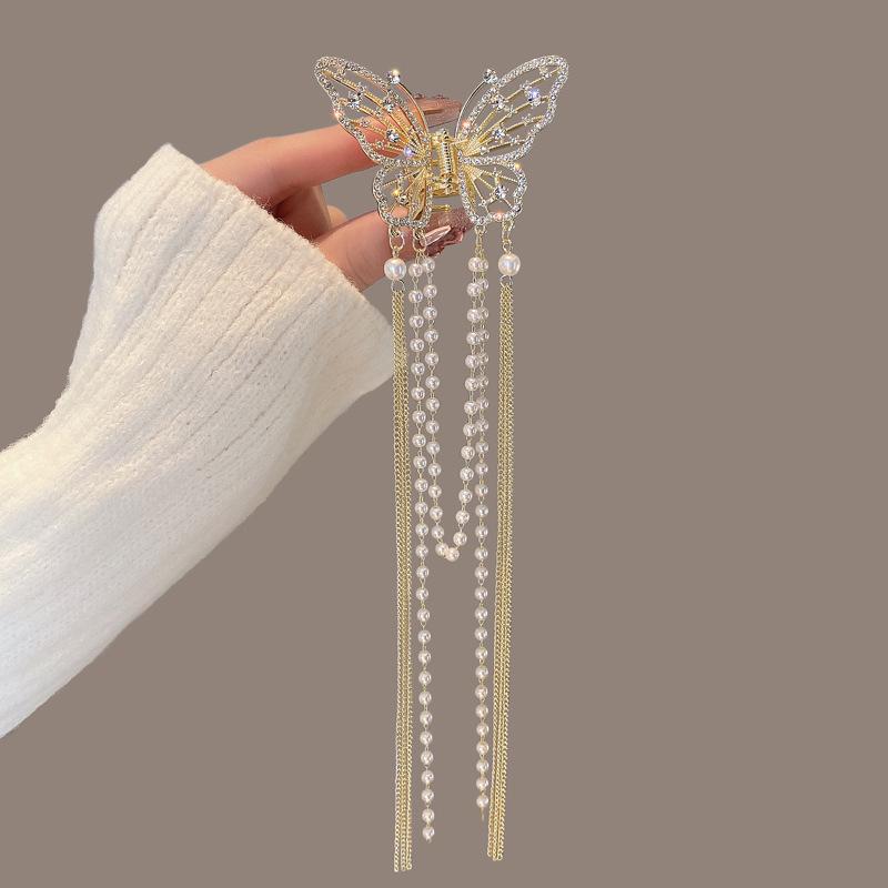Elegant Metal Butterfly Hairpin with Tassel Pendant for Women, 2025 New Style