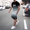 Men's T-shirt 3D Printed Gradient Suit Leopard Print Summer Comfortable Versatile Round Neck Top Shorts Casual Two-piece Set