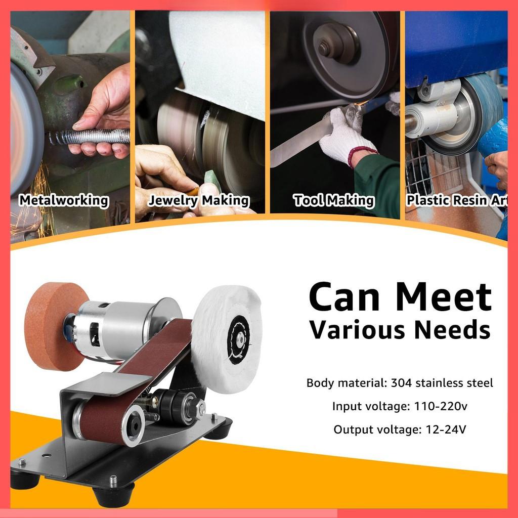 Multifunctional Mini Belt Sander 7-Speed Adjustable Electric Belt Grinder Low Noise 15° Cutter Sharpener Sander Tool