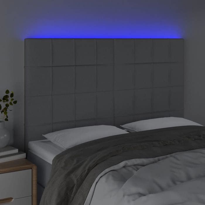 VidaXL LED Headboard Bedroom Furniture Double Bed Accessory Head of Bed Frame Interior Light Grey 3122422