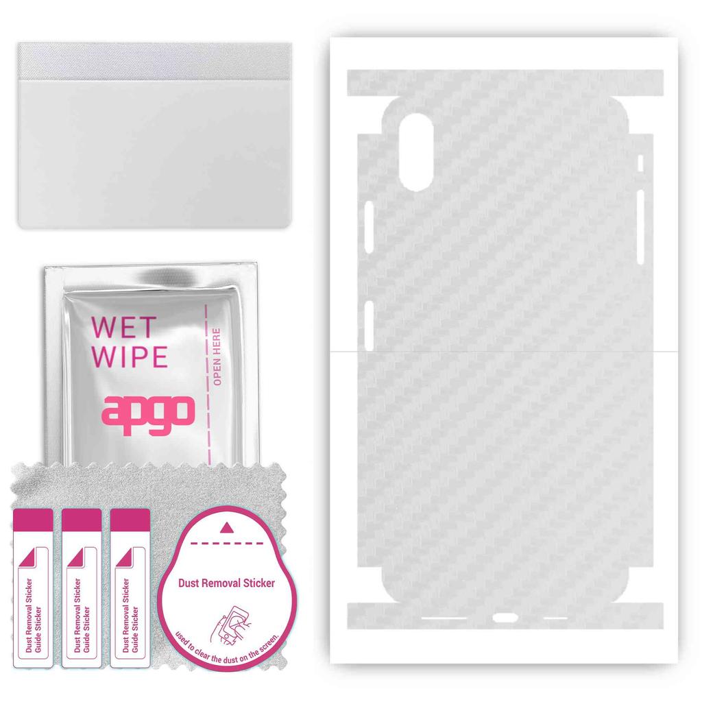 apgo Protective Skin Sticker for the Back+sides Compatible with Apple iPhone XS Max, Full Wrap Film, Foil, Vinyl - Pattern Transparent Carbon