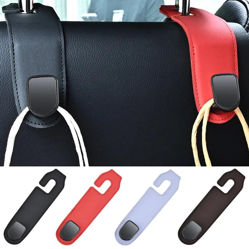 Car Hooks Tools Seat Judgets Leather Suede Auto Back Seat Headrest Hooks Storage Hanger Upgrade Automotive Interior Accessories