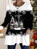2025 Autumn Winter New Plus Size Women's Tops, Christmas 3D Print Fashion Crew Neck Long Sleeve T-Shirts