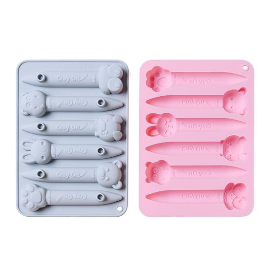 6 Cavity Cake Mold Non Stick Food Grade Reusable DIY Silicone Cartoon
