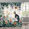 Funny Cat Children's Shower Curtain Colourful Cartoon Patterns Children's Room Curtains Bathroom Decor Accessories With Hooks