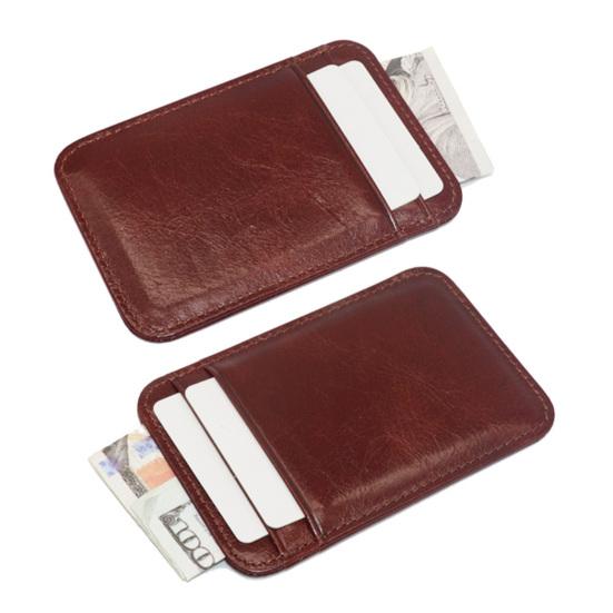 Card Holder Slim Small Wallet Faux Leather Solid Color Driver's License Credit Card Case Business Use