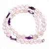 Natural Rose Quartz Amethyst Gemstone Mix Shape Smooth Beads Necklace 17" UB3078 UB-3078