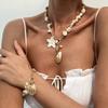 Retro Beach Style Conch Starfish Jewelry Set 2025 Trendy Holiday Gift Bohemian Alloy Pendant Flower Chokers Necklace Bracelet Sets
