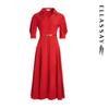 ELLASSAY Women's Elegant Puff Sleeve X-line Shirt Dress