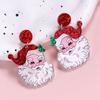 Santa Dangle Earrings Funny Christmas Earrings Glitter Santa Claus Charm Earrings Holiday Gift for Ladies Girls Xmas Party Accessories