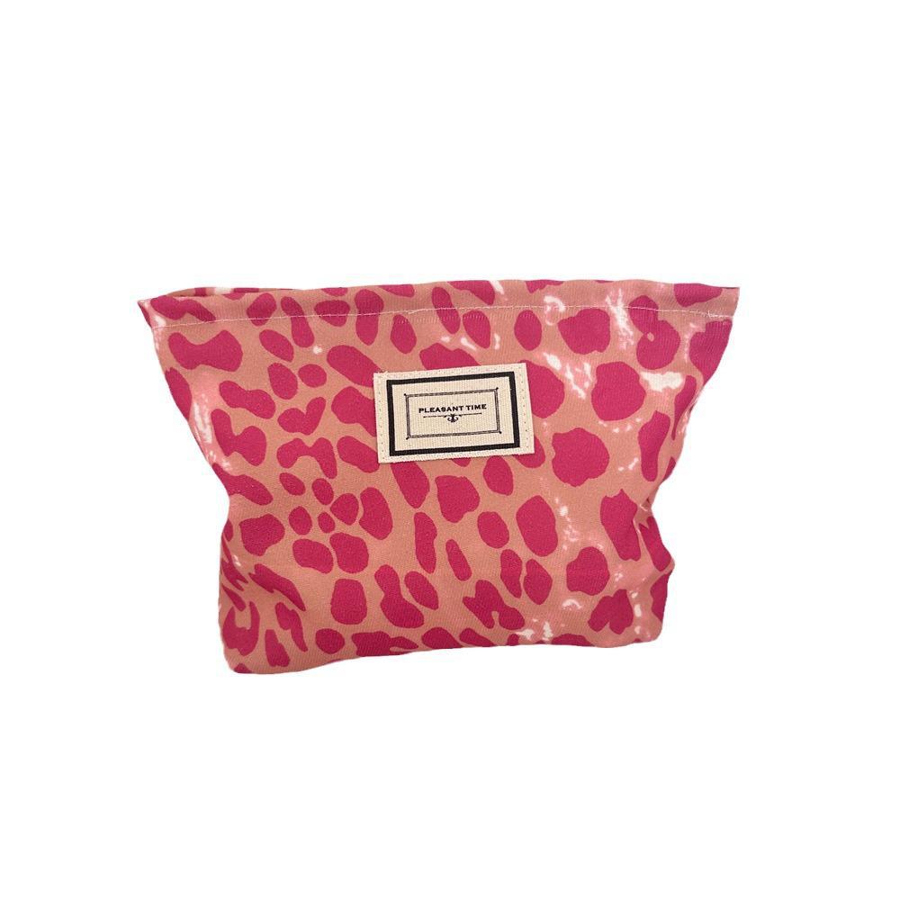 Korean Retro Leopard Print Cosmetic Bag - Portable Toiletries & Lipstick Storage Handbag for Women
