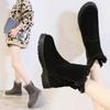 Short Snow Boots Women's Winter Chelsea Shoes Fashion Cashmere Velvet Boots Female Boot Nubuck Flock Side Zipper