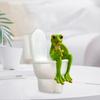 Yousheng Cartoon Frog Figurine Kissing Meditation Toilet Frog Statue Resin Animal Sculpture Indoor Outdoor Garden Desktop Decoration Ornament