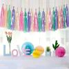 5Pcs Tassel Garland Multicolor Paper Banner Mermaid Baptism Wedding Birthday DIY Hanging Decoration Baby Shower Party Supplies