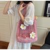 Knitted Handbag Woven Mesh Hollow Flower Large Capacity Elegant Design Versatile Shoulder Bag Summer
