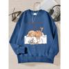 The Cat That Always Wants To Sleep Pattern Printed Hooded Women Simple Warm Autumn Sweatshirt Street Casual Pullovers