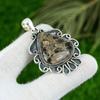Sterling Silver Pear Turritella Agate Stone Mother Unique Bezel Pendant Jewelry