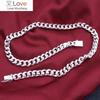 925 Stamped Silver Classic 10MM Solid Chain Necklace for Men Christmas Gifts Fashion Party Wedding Jewelry 20/24 Inches
