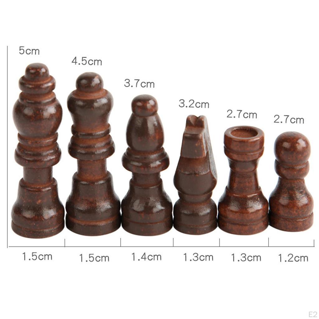 32 Pieces Wooden Chess Pieces, Figure Game Accessories, Tournament Players,