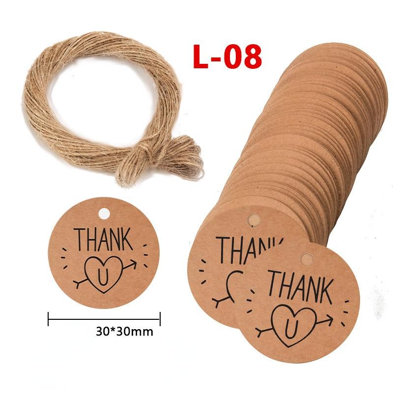 About 50PCS Kraft Paper Tags DIY Handmade/Thank You Multi Style Crafts Hang Tag With Rope Labels Gift Wrapping Supplies Wedding Favors