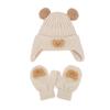 Infant Baby Knitted Hat and Gloves Bear Pattern Warm Hat And Gloves