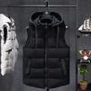 Sleeveless Jacket Down Vest Men's Thick Hooded Coats  Cotton-Padded Work Waistcoat Gilet Homme Vest
