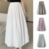 Spring Summer Bubble Maxi Skirt Elastic High Waist A-Line Skirt Solid Color Lantern Skirt Ankle-Length Ruffled Long Skirt Streetwear