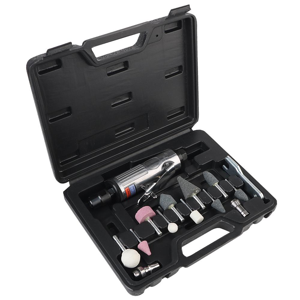 Pneumatic Die Grinder Car Tool Grinding Polishing Machine Kit Air Grinder Mill Engraving Tool 1/4" 1/8" 16Pcs Air Die Grinder