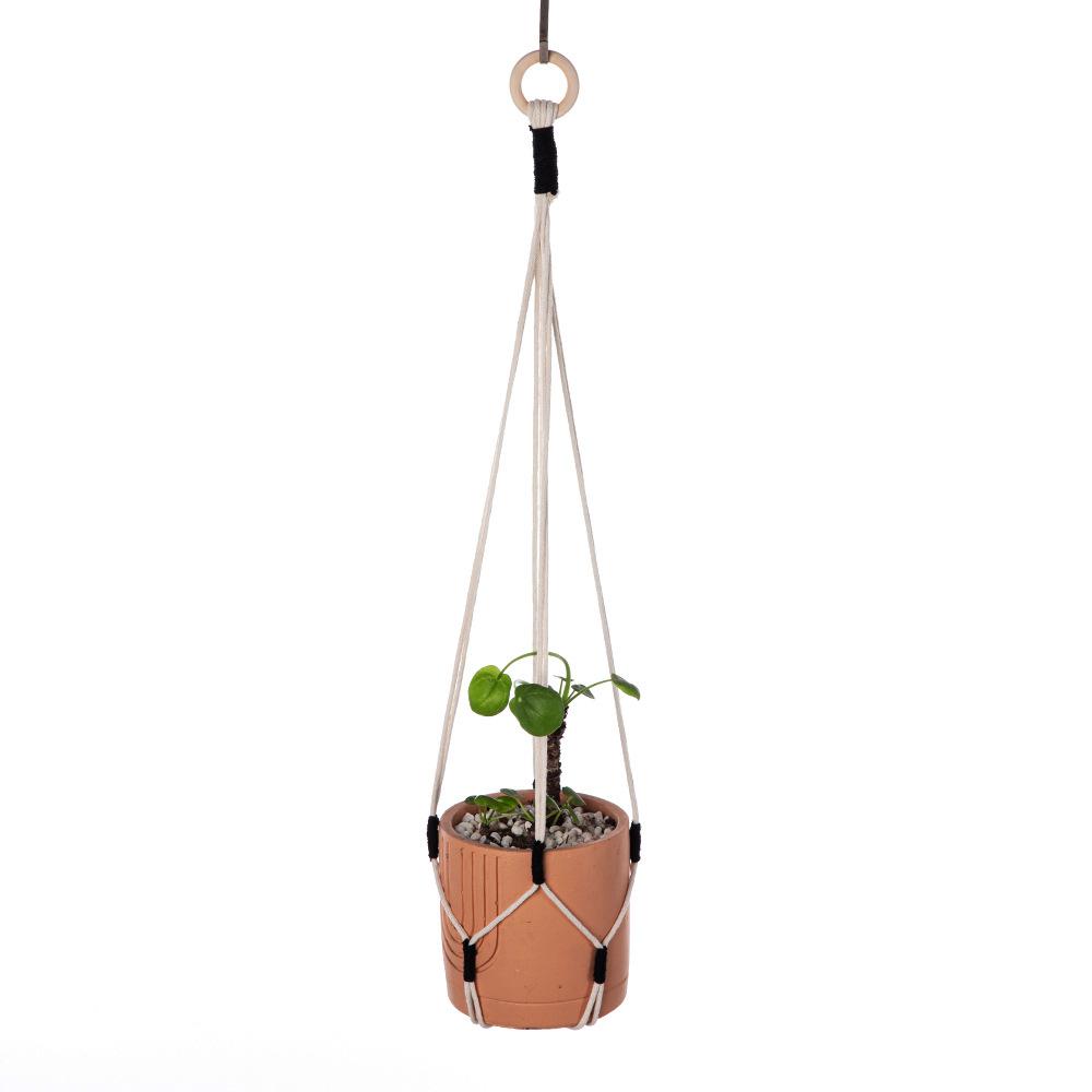 Handmade Macrame Plant Hanger Indoor Hanging Planter Basket Woven Cotton Rope Flower Pot Crochet Plant Holder Stand for Decor