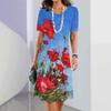 2024 New Spring Women's Dresses Floral Printed Elegant Casual Short Sleeve Dresses Fashion Oversized Women's Dresses