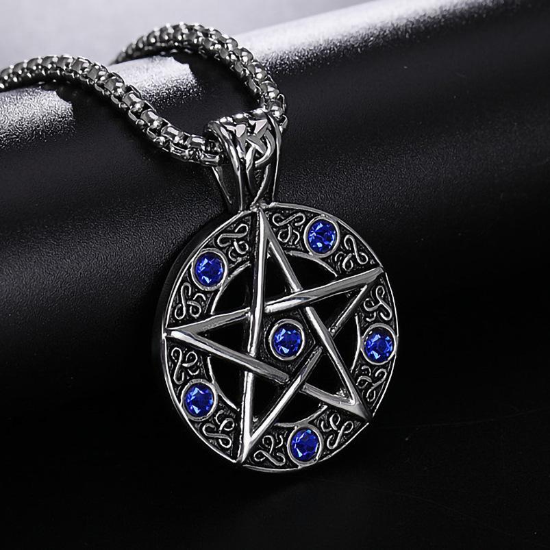 European and American Retro Devil Satan Logo Pentagram Pendant Necklace Accessories