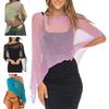 Women Cloak Shawl Mesh Wrap with Asymmetrical Hem Lightweight Summer Pullover Sweater Travel Wrap-around Clothing
