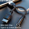 KEYSION USB Type C To 3.5mm DAC Chip Headphone Adapter USB C To 3.5 Jack Audio AUX Cable for Samsung Huawei Google Realme Xiaomi