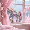 2D Acrylic Horse Pendant Flat Cartoon Horse Pendant Keychain Charm Colorful Horse Ornament for Backpack Christmas Tree Decoration