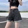 Women's High Waist Curled Denim Shorts - Summer Loose Fit, Korean Style, Slim A-Line Wide Leg Casual Hot Pants