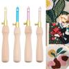 Wooden Handle Embroidery Pen Punch Needle Tool Kit Adjustable Changeable Head Embroidery Poking Cross Stitch Sewing Accessories