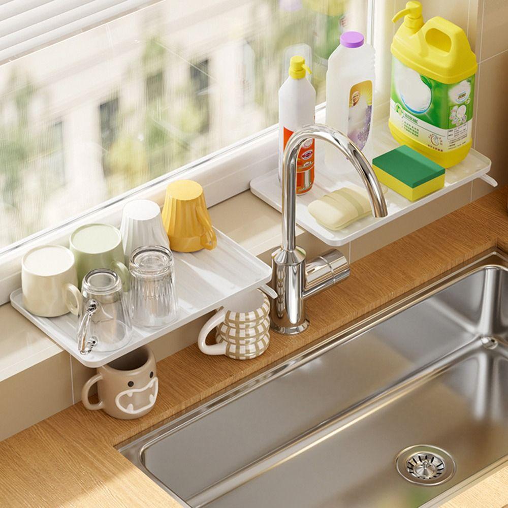 Large Size Kitchen Storage Rack Plastic Self-draining Sink Shelf Soap Basket Bowls/Chopsticks