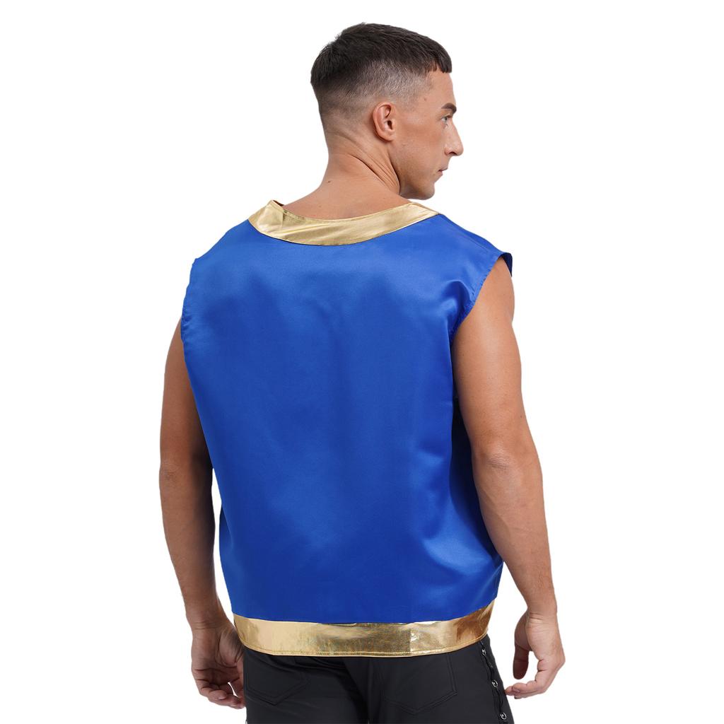 Mens Toad Vest Costume Open Front Metallic Shiny Trim Contrast Waistcoat