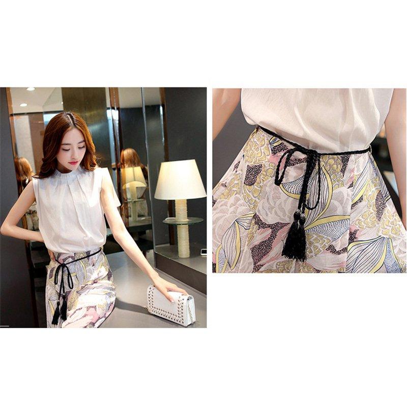 Women's Belt Woven Tassel Waist Strap Student Belt Thin Waist Chain Bow Rope Skirt Knotted Decorative Korean Style