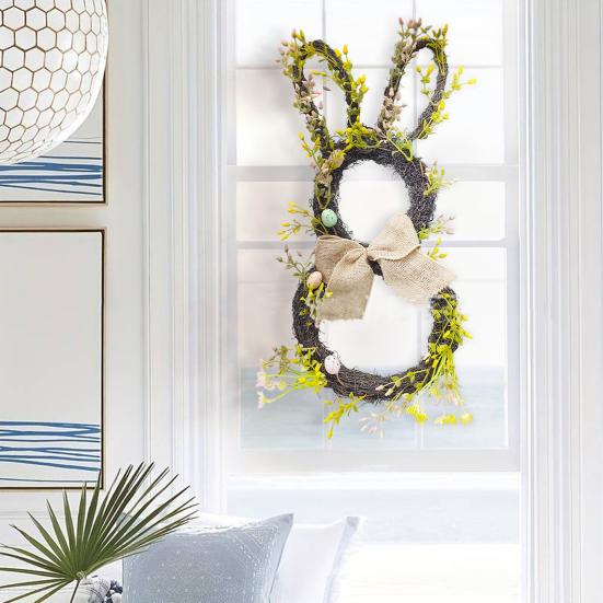 Yousheng Easter Wreath Decoration Artificial Easter Garland with Eggs And Berris for Spring Home Door Wall Window Decor