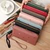 Women's Fashion Heart Long Leather Wristlet WalletLarge Capacity Multi Card Wallet Zipper Clutch Purse