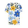 Women's Fashion Casual Vintage Floral Print V-Neck Short Sleeve Decorative Button T-Shirt Tops