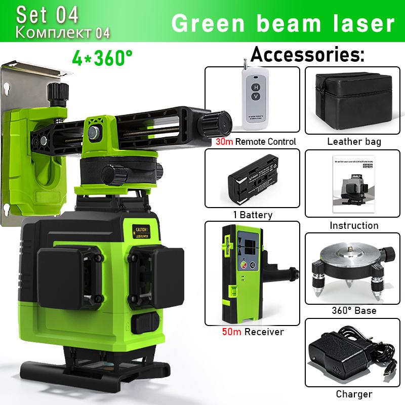 CLUBIONA IE16 Powerful Laser Green Lines Auto Vertical & Horizontal Floor and Ceiling Remote Control Laser Level With Li-ion Battery