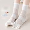 Five-fingered Mid-calf Women's Summer Thin Mesh Breathable Sports Anti-odor Boneless Split-toe Socks Summer Girls' Long Calf Socks