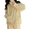 Women Pajamas Cozy Winter Pajamas Set with Stand Collar Zipper Closure Thick Coral Fleece Homewear Coat for Unisex for Nights