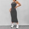 Women Summer Casual Strap Casual Striped Printed Holiday Print One Piece Dress