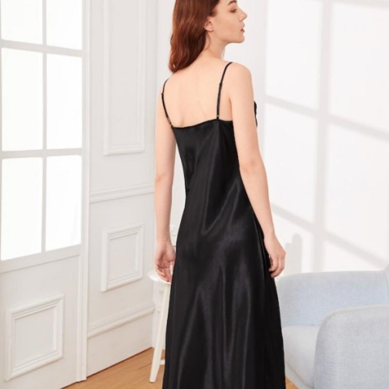 Silk Sling Lace Nightdress Women Pajamas Solid Korean Elegant V Neck Classic Basic Summer Comfortable Homewear Chic