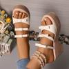 2025 Summer Plus Size Women's Round Toe Platform Wedges Sandals Outdoor Casual Butterfly-knot Slippers for Daily Weave Slippers
